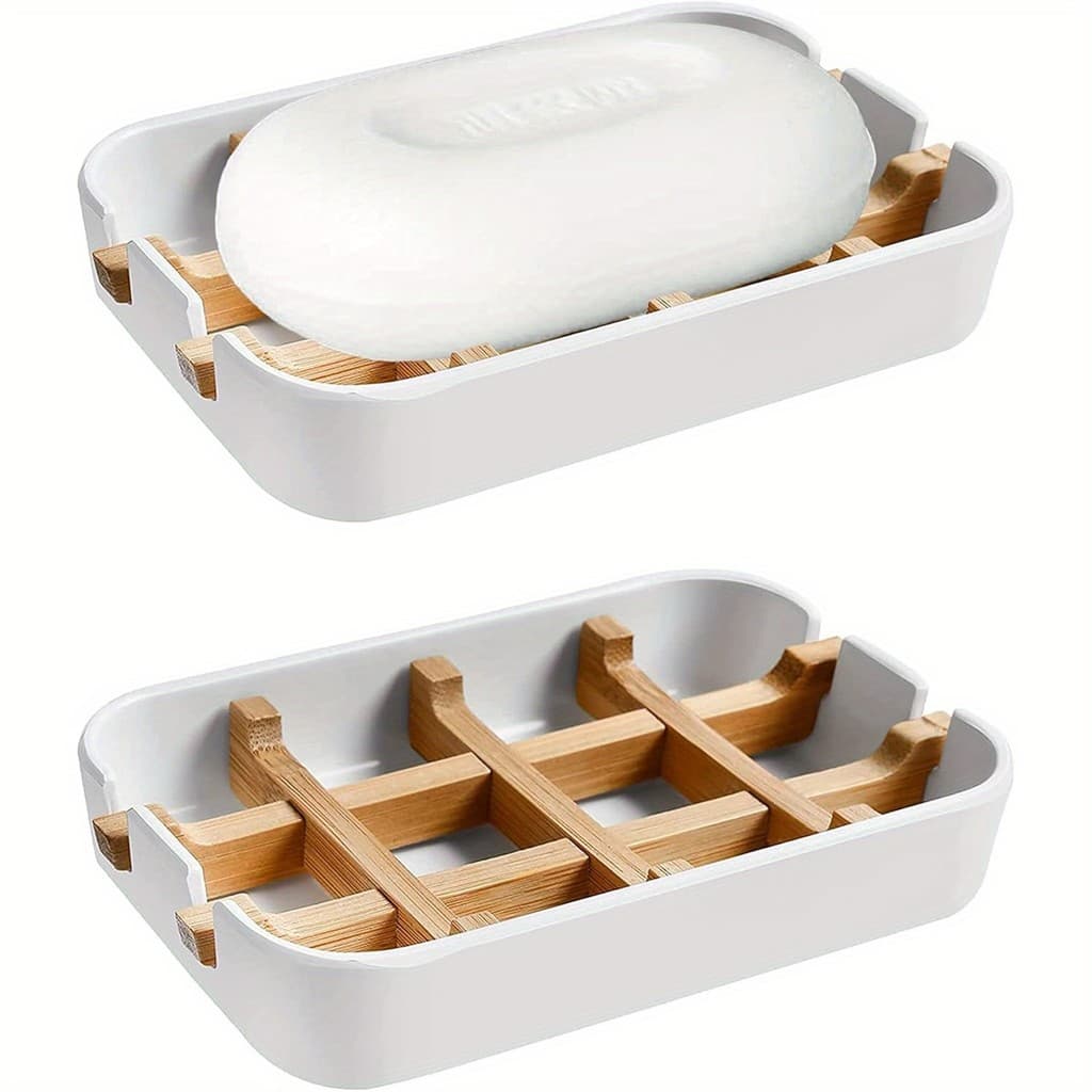 Combinação Moderna De Saboneteira De Fibra De Bambu E (Removível) , Branco , Usado Em Cozinhas , Banheiros Pias De bar