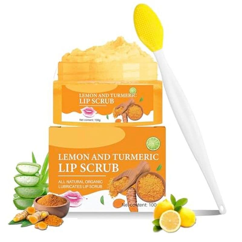 Esfoliante Labial Natural , Com Cúrcuma E Limão Nutritivo Açúcar Aloe Vera Suave