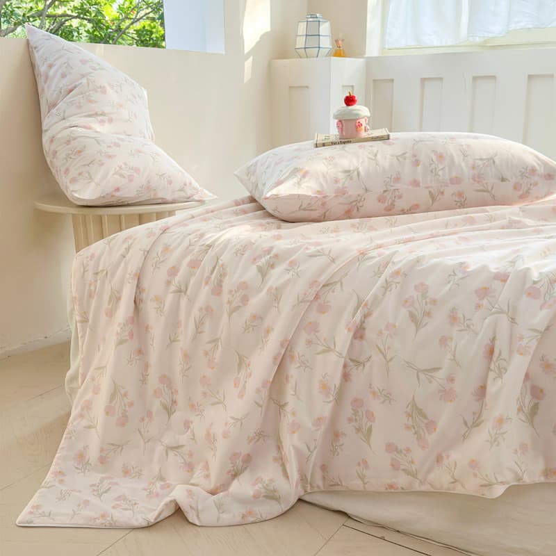 Classe A Colcha de seda gelada com sensação fresca Colcha fresca de verão fina Colcha Floral de ar condicionado D