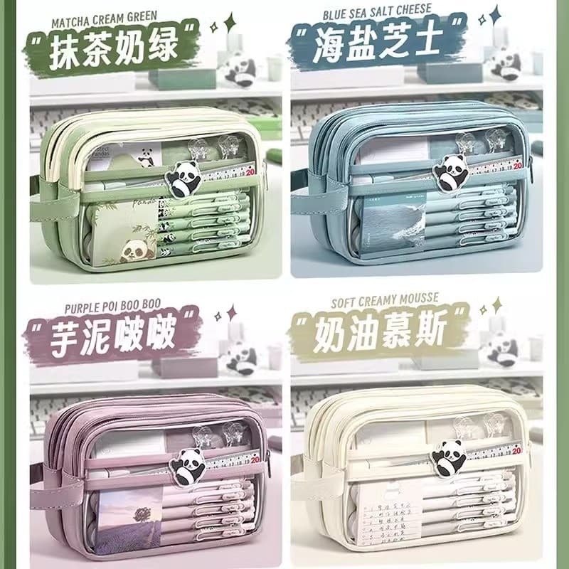 Estojo de lápis de grande capacidade espessado Bolsa de lona Estojo de lápis Panda Estojo de lápis com Design de nicho s