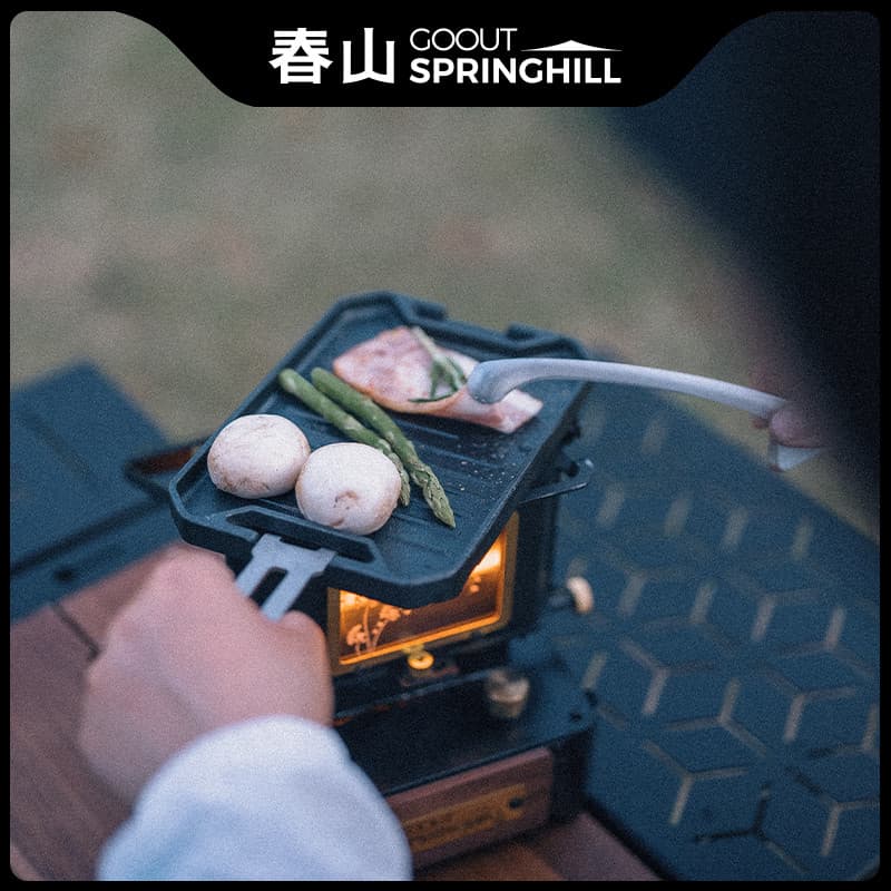 Gooutspringhill Chunshan ao ar livre Mini pequena assadeira leve acampamento portátil aranha fogão churrasco pan