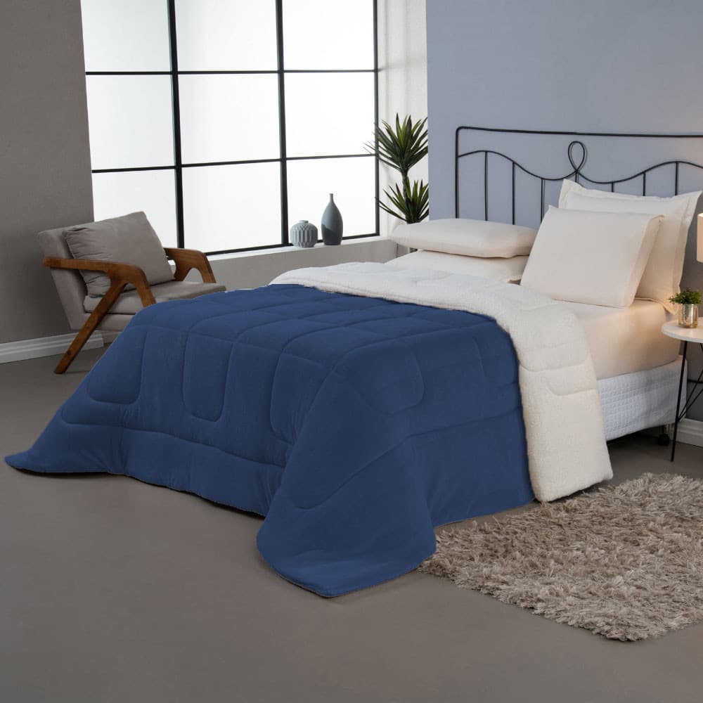 Coberdrom Cobertor Soft 1 Peça King 100% Poliéster Soft e Sherpa de Carneiro Dupla Face