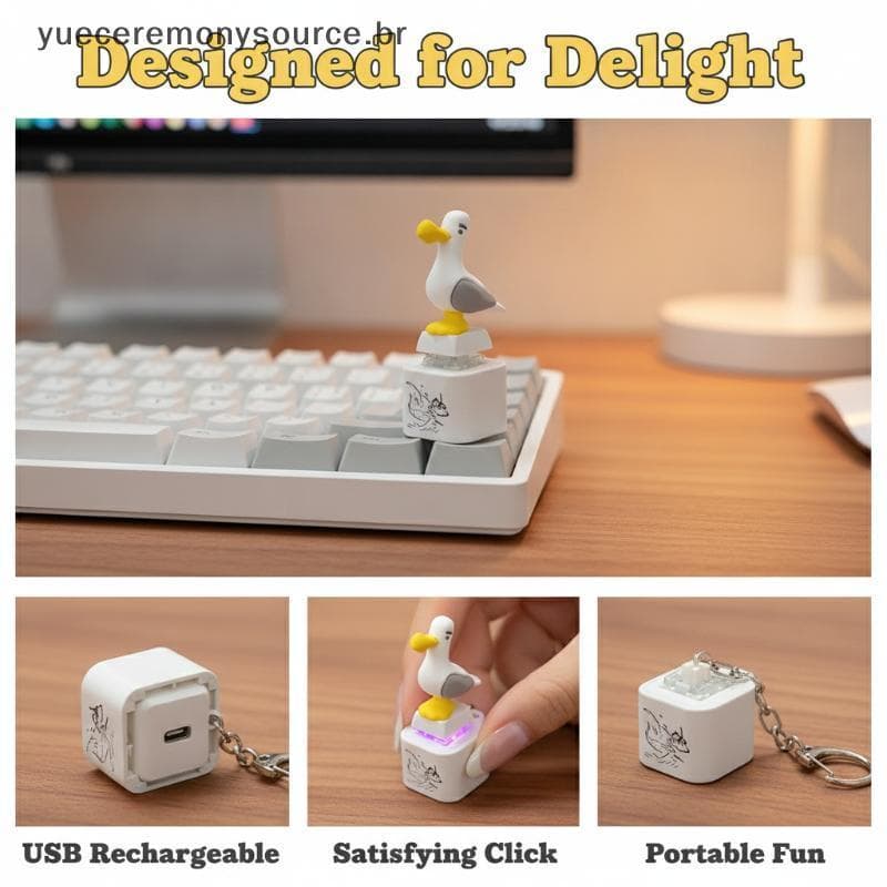 # yuece USB Cliy Teclado Chaveiro Seagull Mine Fidget Button Com Som LED Mini Brinquedo Relaxante Portátil Para Transpor