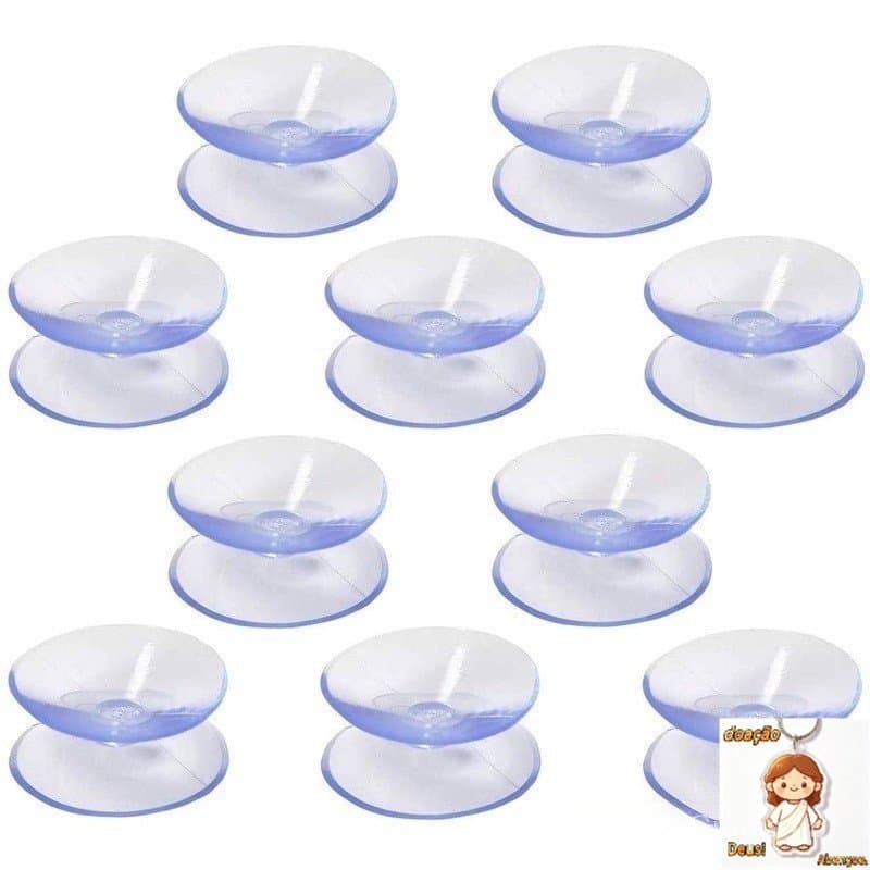 10pcs Ventosa de Mesa de Copo e Vidro Transparente Antiderrapante de Plástico Dupla Face