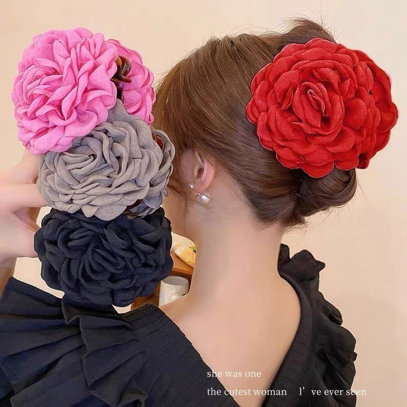 Clip de Agarramento de Flor Clip de Cabelo de Cabelo Feminino Novo Estilo Retro High-End Feel Disc Clip de Cabelo T