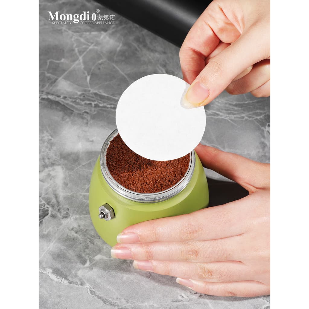 Mongdio filtro de café papel redondo pó tigela filtro papel 51/58mm máquina café expresso lidar com Moka pote Universal