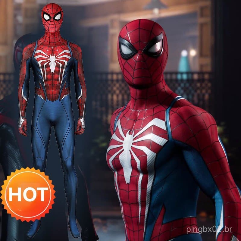 Macacão Justo de Cosplay do Homem-Aranha Peter Parker da Marvel PS52 para Homens
