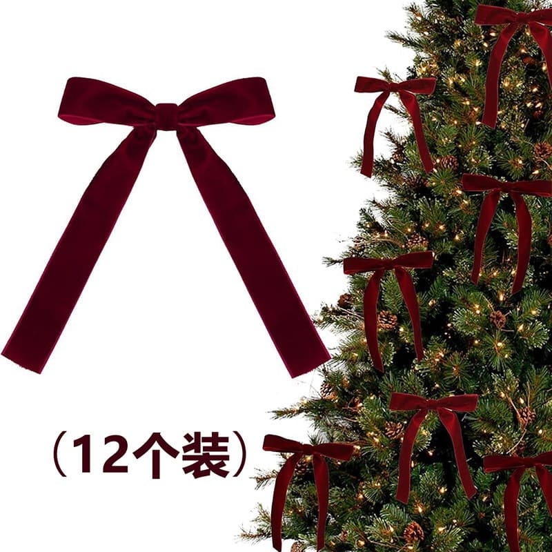 Novo produto fita de veludo árvore de natal vestir-se arco decoração acessórios do feriado cena exibição ornamentos