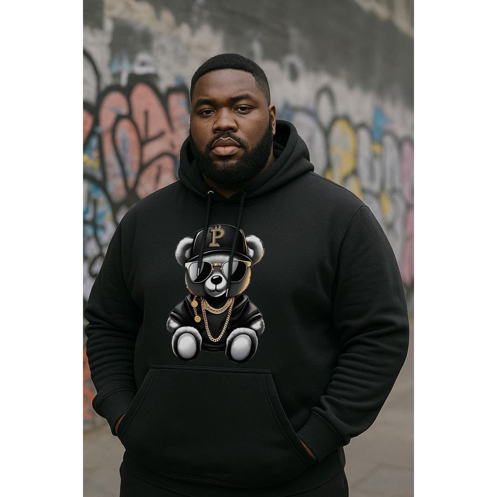 Moletom Canguru Masculino Plus Size Estampado Bear Estiloso !