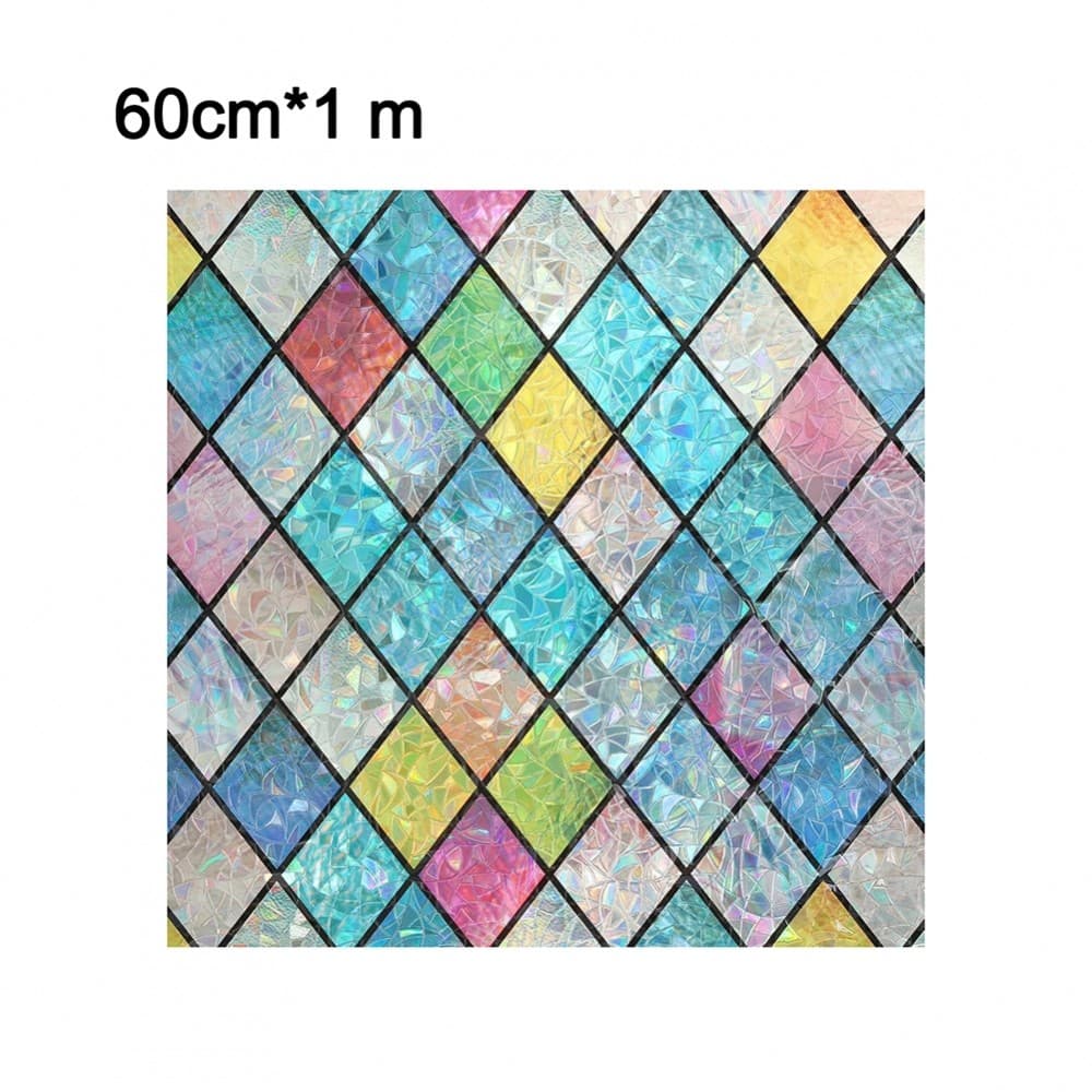 Filme Eletrostático Reutilizável Fácil Para Janela Com Estética De Diamante Arco-Íris 45cm x 2m