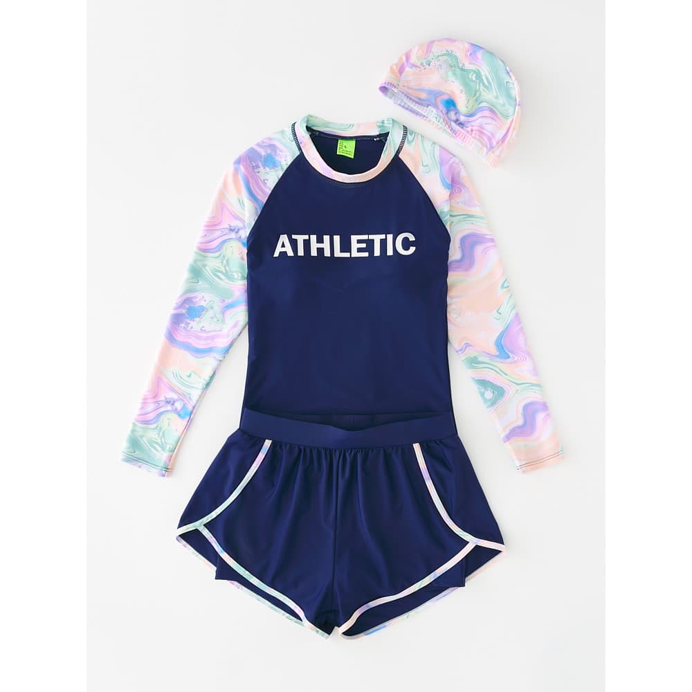 Verão amor maiô senhoras adulto dividir manga comprida Boxer Shorts esportes protetor solar fino-ajuste mais magro olhar