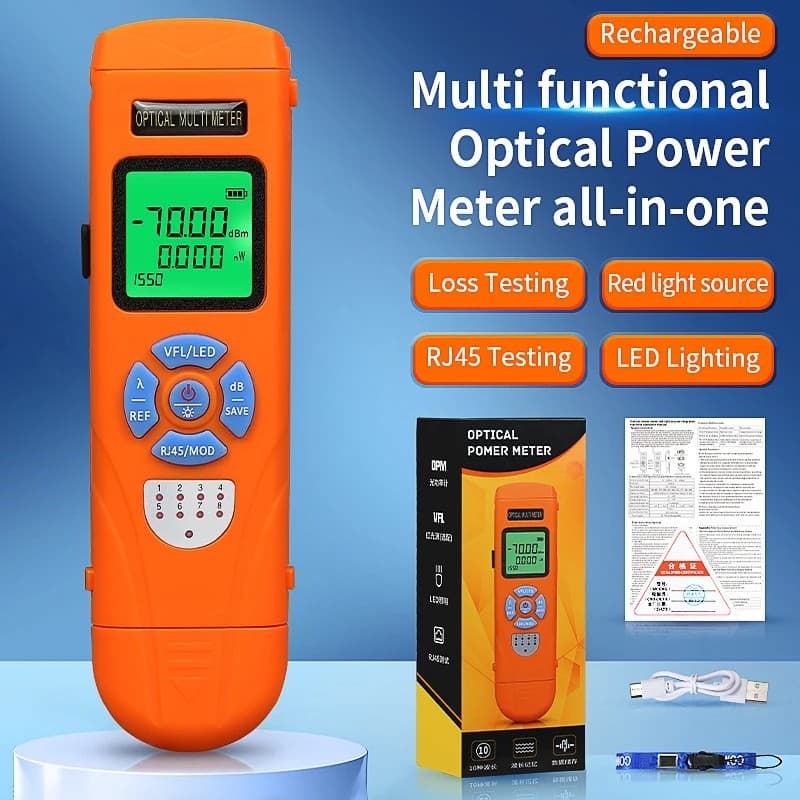 COMPTYCO AUA-C70/C50 Mini Medidor De Potência Óptica Recarregável (OPM) E Localizador Visual De Falhas (15/30/50MW VFL)