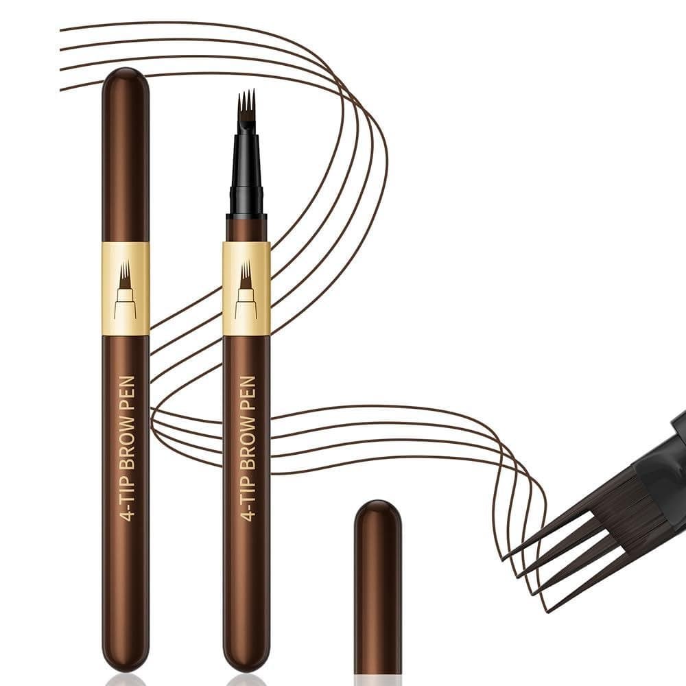 2 Canetas Líquidas para Microblading com 4 Pontas, Cria Traços Naturais Semelhantes a Cabelos, Caneta para Sobrancelhas