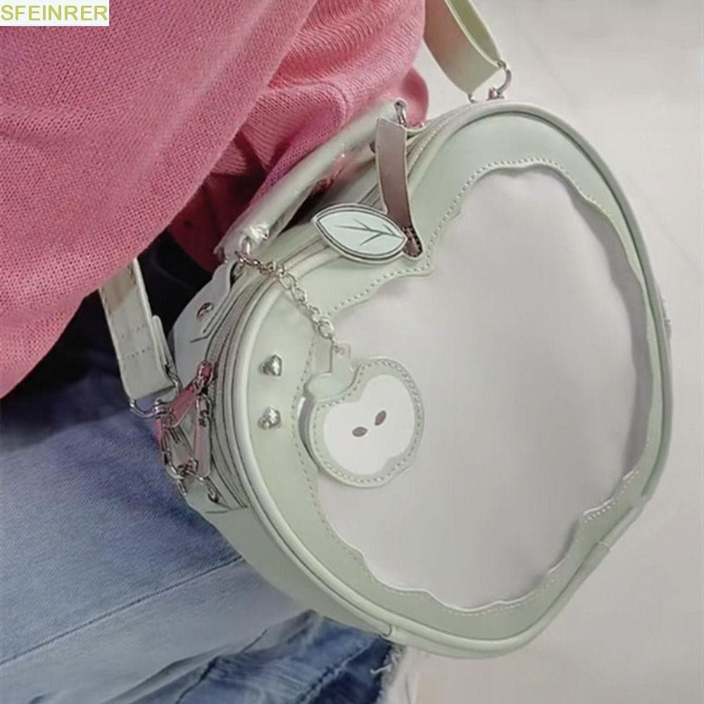 SFEINRER Kawaii Fruit Itabag , Bolsa Com Zíper PU , Bolso Transparente De Boneca De Algodão , Carteira , Mochilas Da Mod