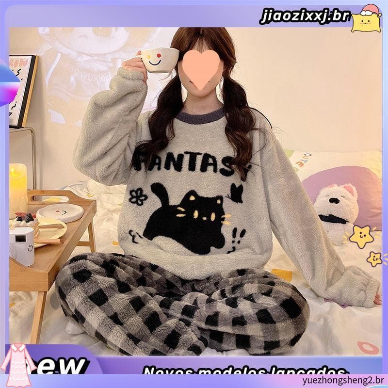 2025 Novo Inverno Doce Sanrio Cartoon Bonito Facecloth Terno Pijama Homewe ar [Rain]