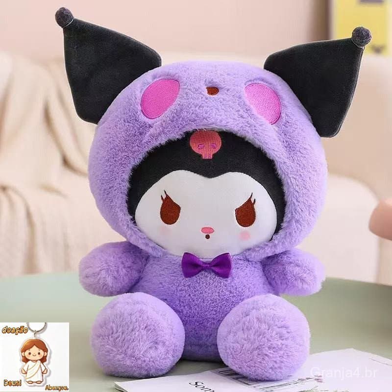 Boneca de pelúcia fofa 25cm Kuromi Sanrio   Antialérgico