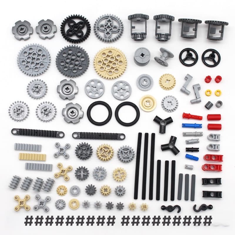 Technic 116 peças MOC, Engrenagens, Eixo Cruzado, Conectores de Pinos, Rodas, Blocos de Montar para Construção de Carros