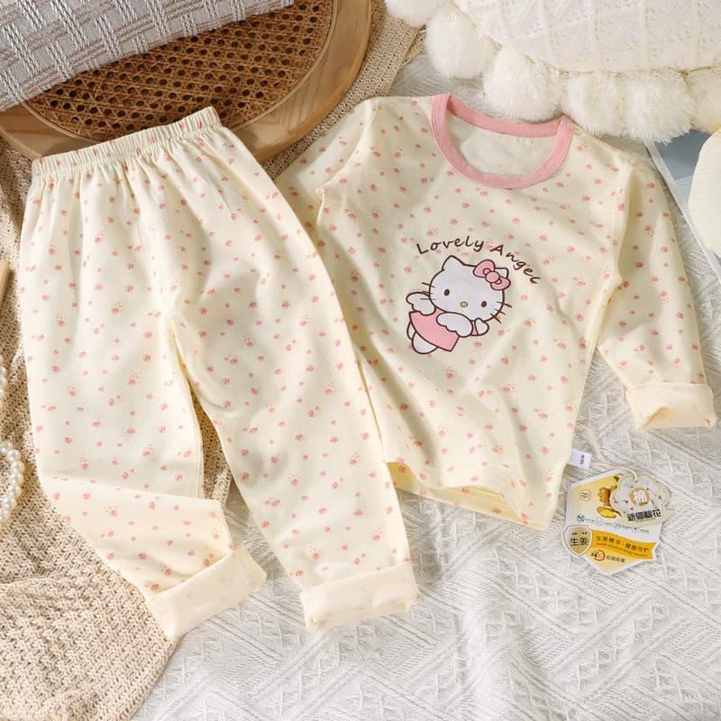 Kitty Loungewear desossado roupas de outono calças de manga comprida de duas peças kt gato terno infantil