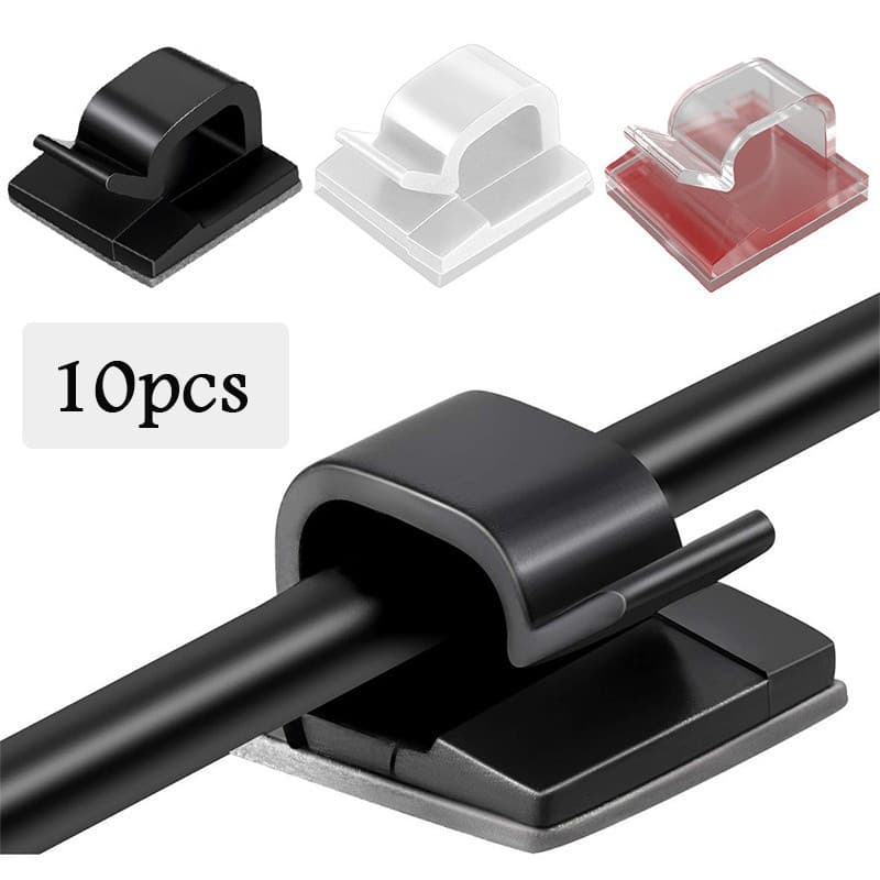 10PCS Clipes de Cabo Ajustáveis, Organizador de Cabos Adesivo, Suporte para Fios, Gestão de Cabos Durável e Resistente