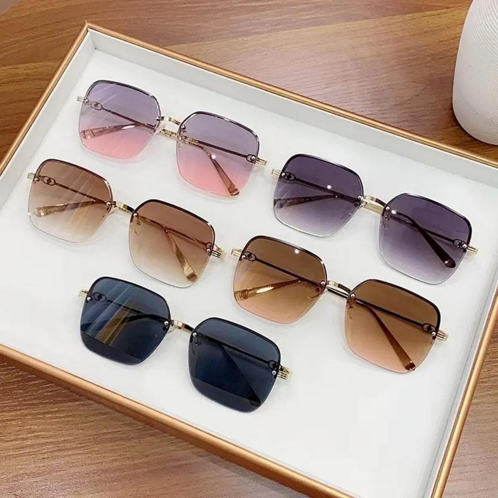 Proteção UV Sem Aro Metal Óculos De Sol Luxo Moda Novo Estilo Para Homens Mulheres Leve Na Presente