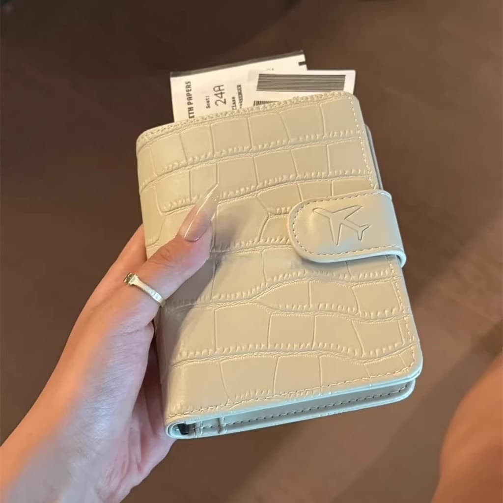 Porta-passaporte de couro minimalista estilo coreano, multifuncional, com múltiplos compartimentos para cartões, livro d