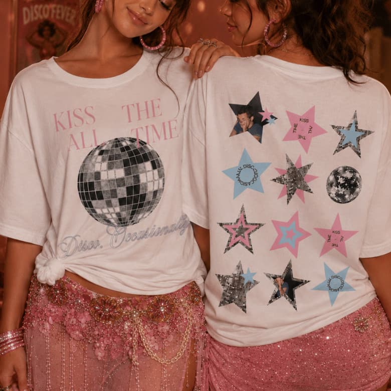 [Camiseta Premium em Algodão Puro]SISI Harry Styles Kiss All The Time Disco Show Brasil Cantor Pop Era Disco Vintage