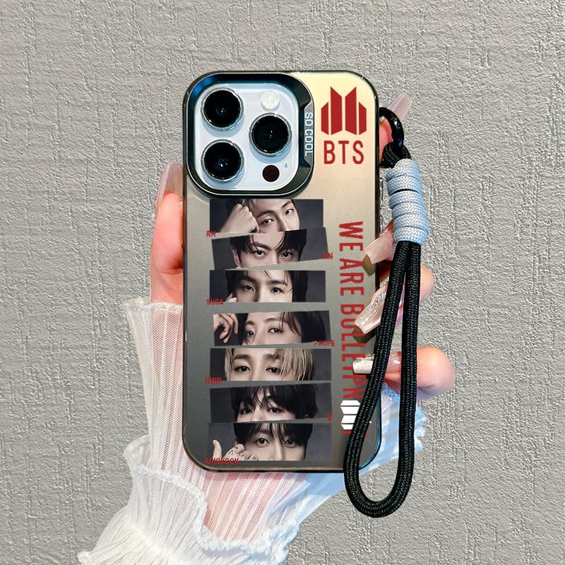 Capa Cordão Grupo K-pop BTS para iPhone 11 12 13 14 15 16 17 Pro Max Plus Samsung S25 S24 S23 TPU