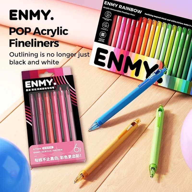 ENMY 6/12 Caneta Gel Acrílico Arco-Íris Gradiente Cores Ponta Fina 0.7mm Arte Desenho Escrita Escritório Escola Papelari
