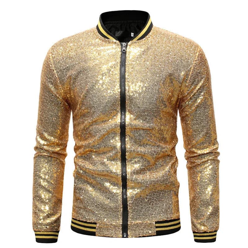 Multi Cores Masculino Solto Lantejoulas Decoração Jaqueta De Dança Com Zíper Cardigan Casual Streetwear Masculina Confor
