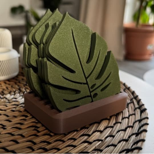 Conjunto de Porta Copos Folha de Monstera - Com 7 peças lembrancinha