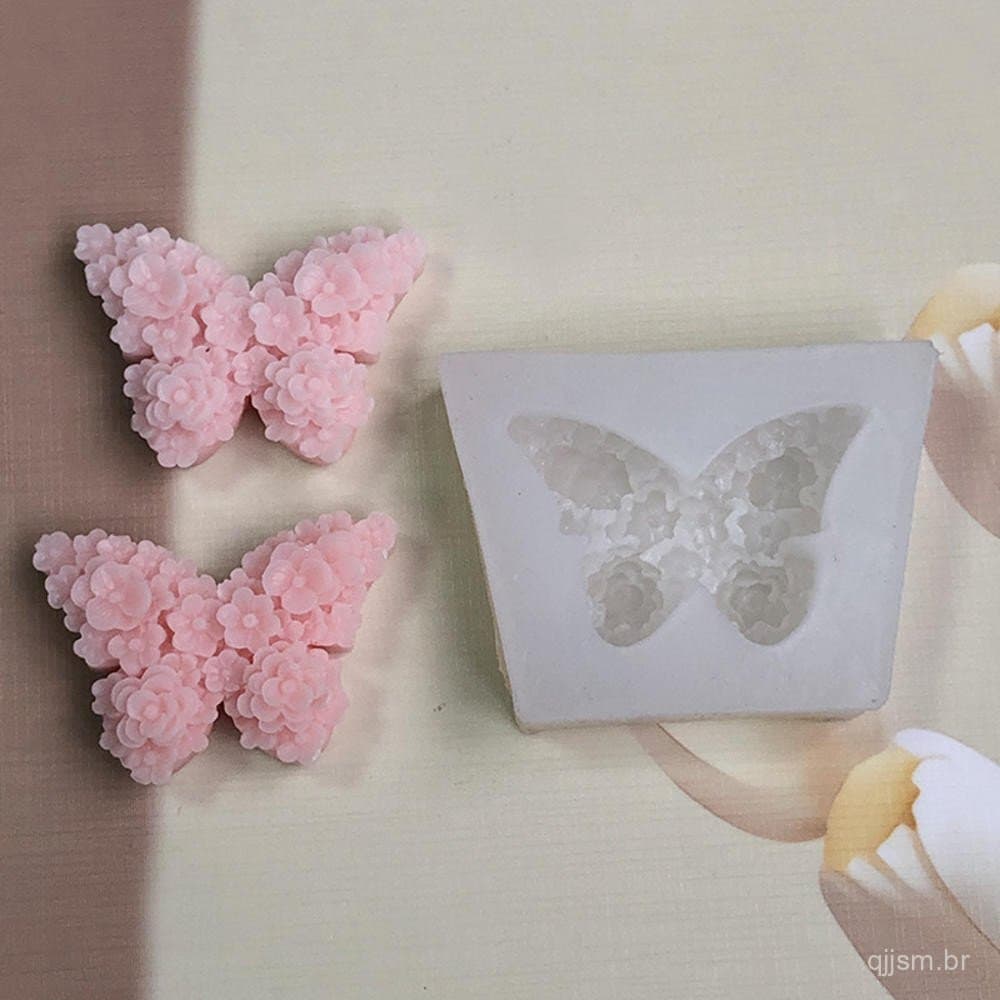 Molde de Silicone para Gesso de Vela Borboleta de Aromaterapia, Decoração de Bolo de Chocolate e Açúcar em Forma de Rosa