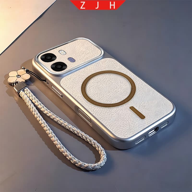 Capa TTTM para OPPO A6X 4G 5G telefone Retro Textura de couro em relevo Capa magnética traseira para telefone Lente HD E