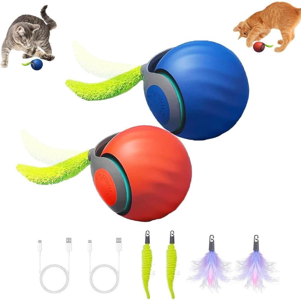 Brinquedos Interativos para Gatos Yikuhot, Adequados para Gatos de Interior, Brinquedos para Gatos Speedy Tail 2.0, 2 Pa