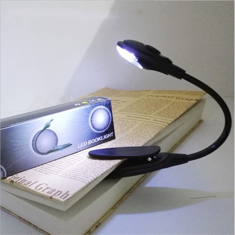 Mini luminária de leitura, equipada com luz LED brilhante/clipe flexível/brilhante/para leitura/livros/quarto/viagens/pr