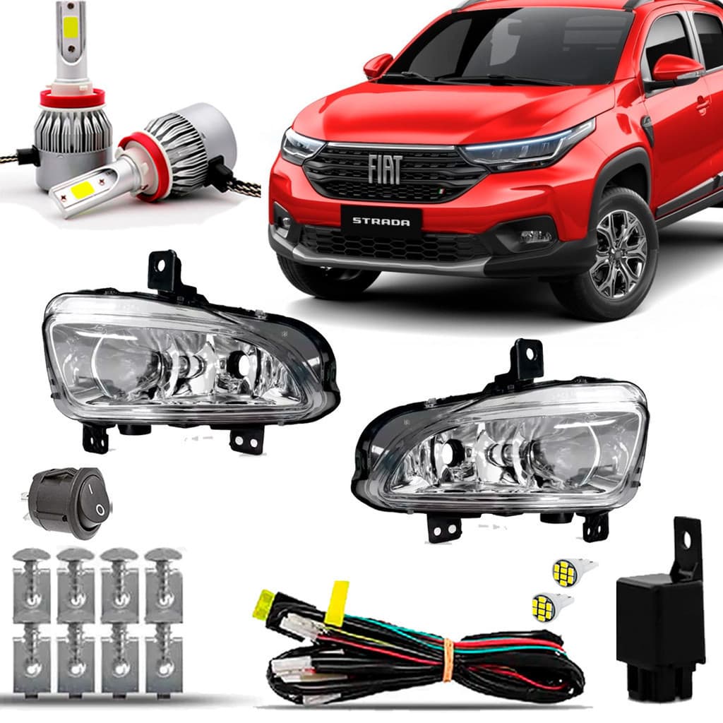 Kit Farol Milha Farolete Auxiliar Cibie Neblina Completo Strada 2020 2021 2022 2023 2024 Super Led 6000k
