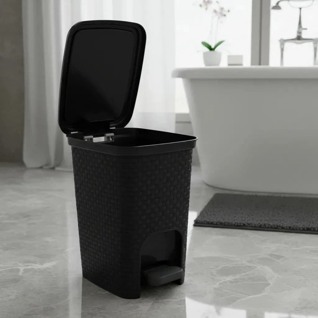 Lixeira Banheiro 7 Litros Pedal Plástico Cesto Lixo Tampa Basculante Escritório Cozinha Compacta Resistente