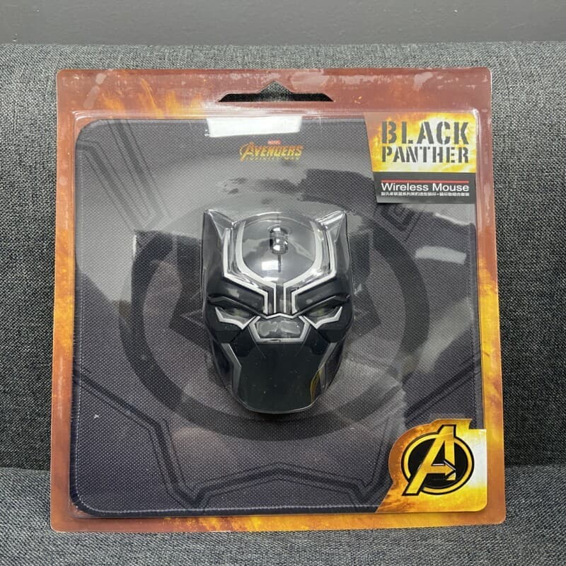 Mouse Sem Fio Luminoso para Jogos e E-sports Marvel Black Panther, Design Ergonômico Universal para Laptops e Computador