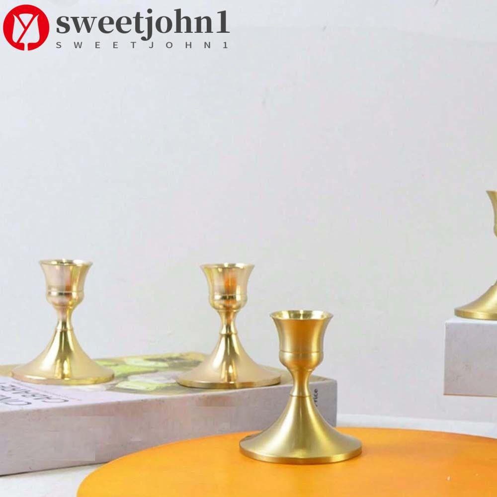SWEETJOHN1 2 Peças De Castiçal De Metal , Castiçais Cônicos Dourados Antiderrapantes Resistentes À Ferrugem , Arte Em Fe