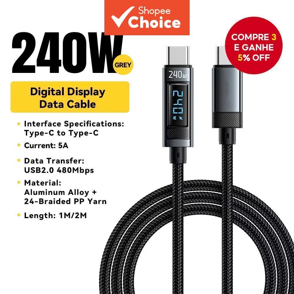 2 Pcs 240 W PD 3.1 USB-C Para Cabo Tipo Laptop MacBook