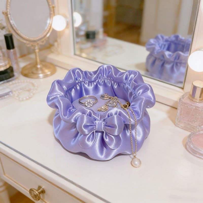 Decorações de laço em forma de pétala luz luxo caixa de armazenamento de mesa feminino penteadeira organizador caixa de
