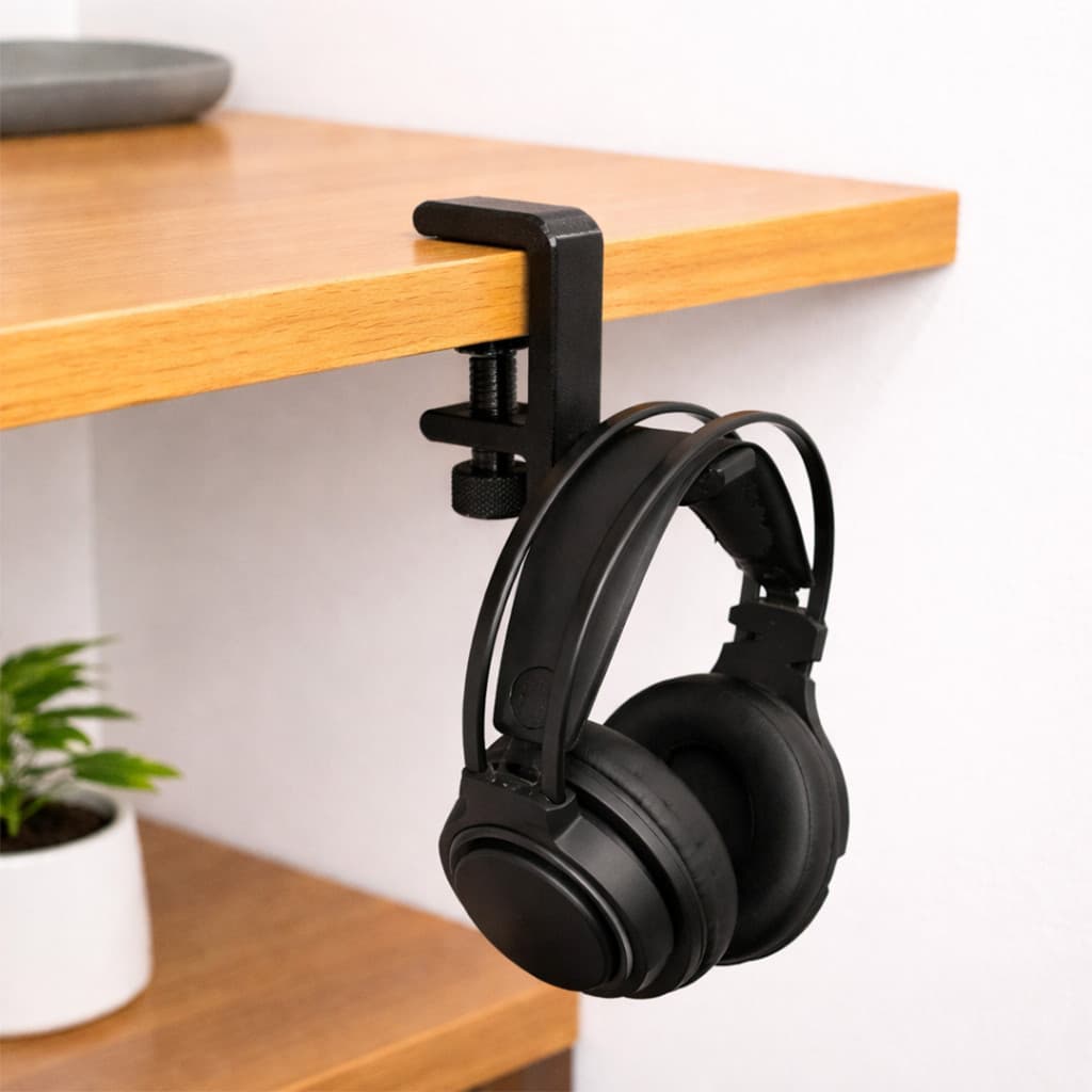 Suporte Gamer para Fone de Ouvido/HeadSet Ajustável Universal Fixação em Mesa/Prateleira Sem Furar