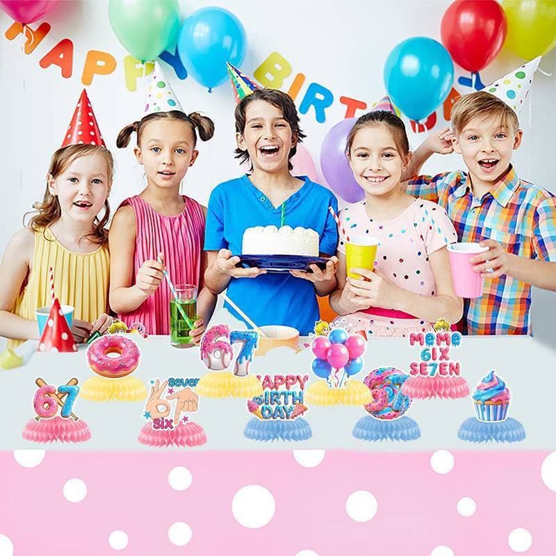 Decorador 6 7 Decorações De Aniversário Donut Sorvete Tema Seis Sete Honeb Peças Centrais Engraçado 67 Meme Festa Decora