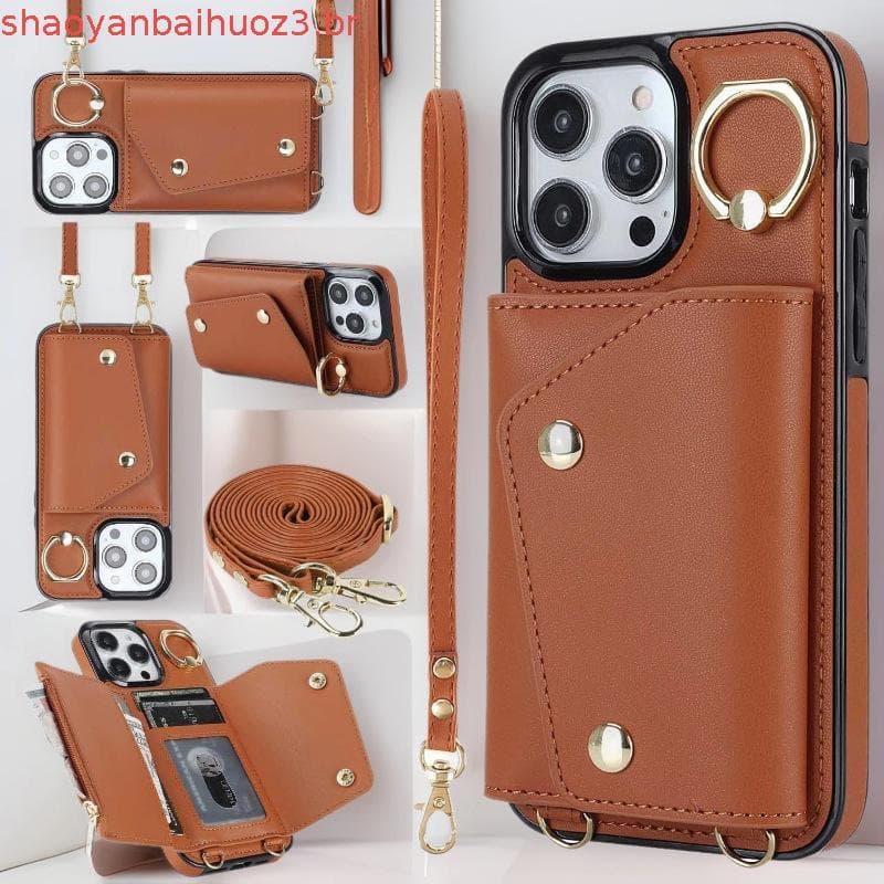 Capa de Telefone iPhone 16 Pro 16 Pro Max Transversal Compatível com Apple 15 Pro Max Estilo Carteira Capa Protetora com