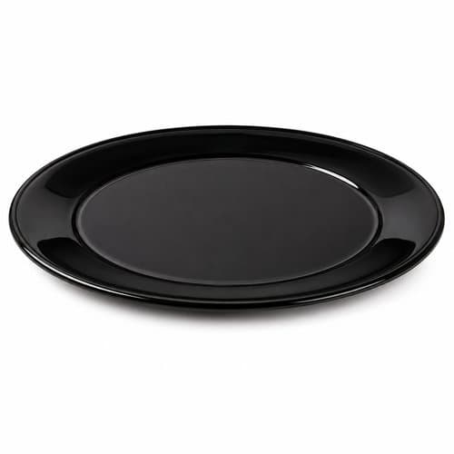 Conjunto 2 Pratos Oval De Vidro 35cm Jantar Resistente Preto Sofisticado