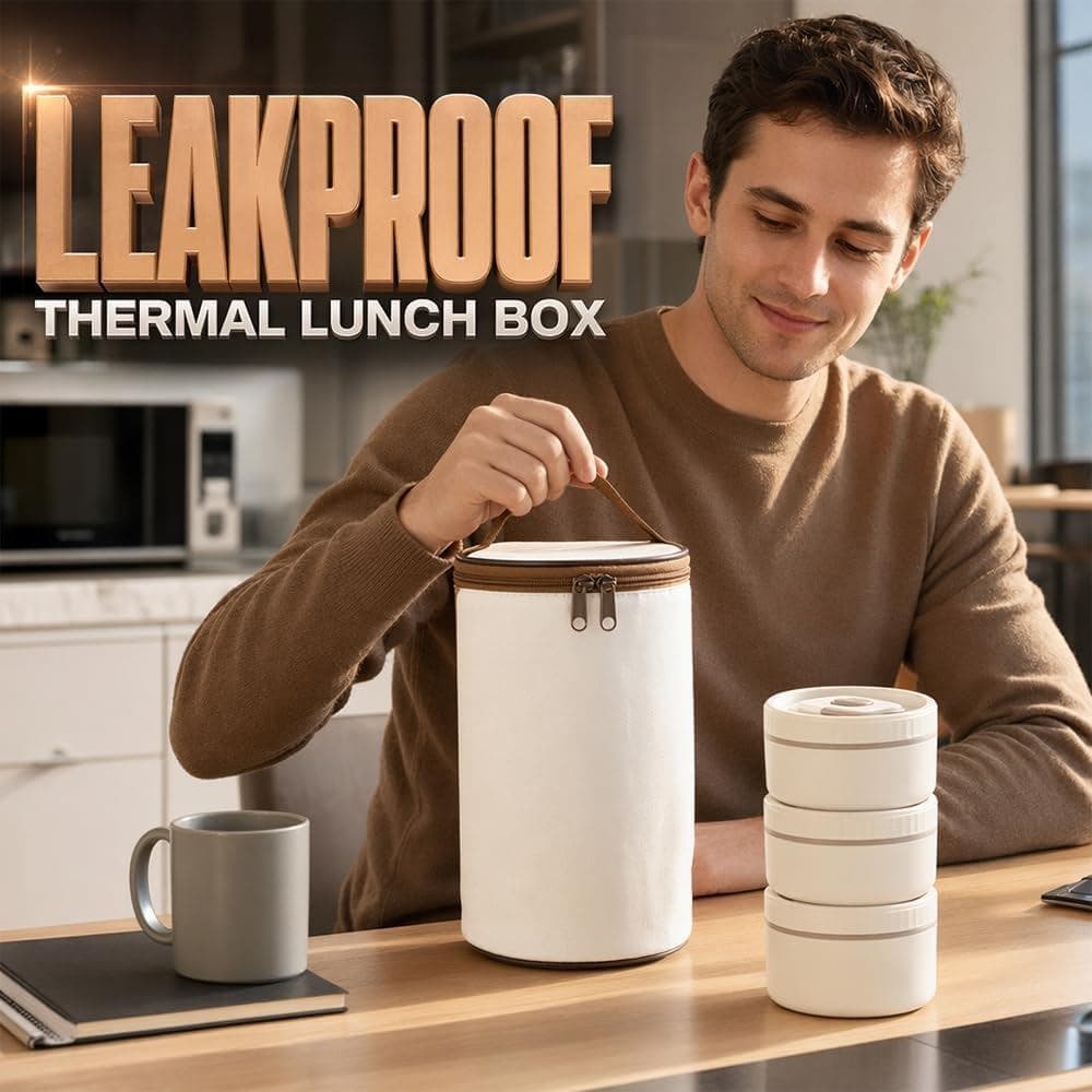 Conjunto de Recipientes Térmicos Portáteis para Almoço, Tigelas Reutilizáveis e Empilháveis para Armazenamento de Alimen