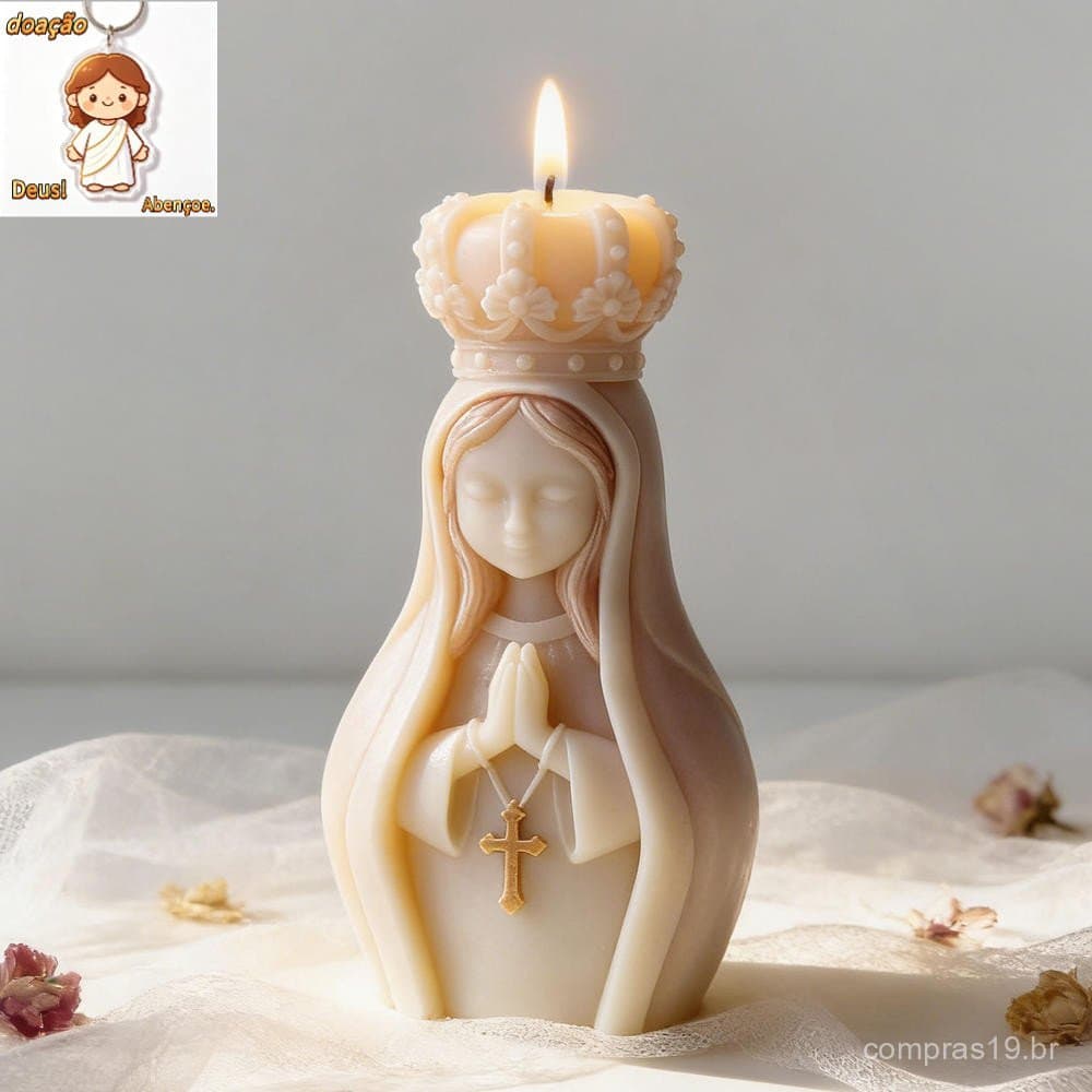 Molde De Silicone 3D Coroa Virgem Maria Para Fazer Velas , Resina De Sabão De Vela Religiosa Orando Artesanal DIY Presen