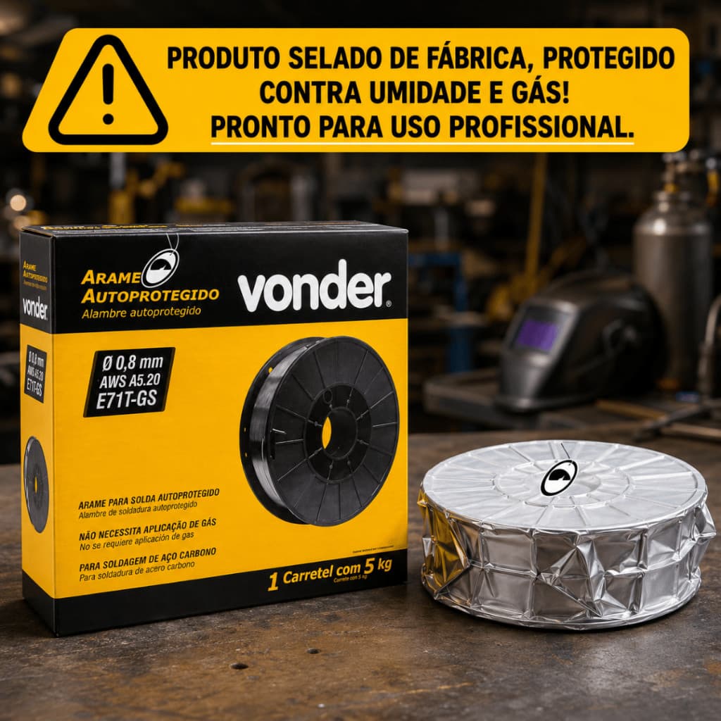 Arame Solda Mig Autoprotegido Carretel 0,8mm Sem Gás 5kg Vonder Ferramenta resistente