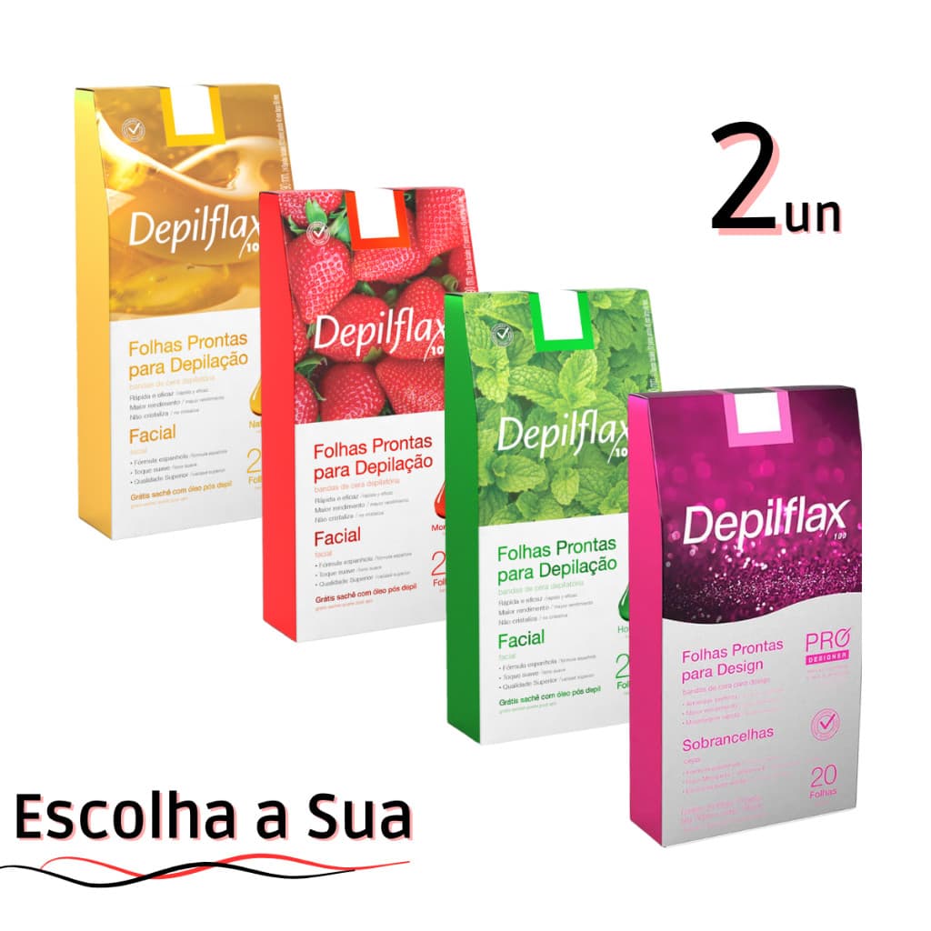 Kit 2 Folhas Prontas Depilatorias Pro Designer Sobrancelhas Depilflax Depilação Facial