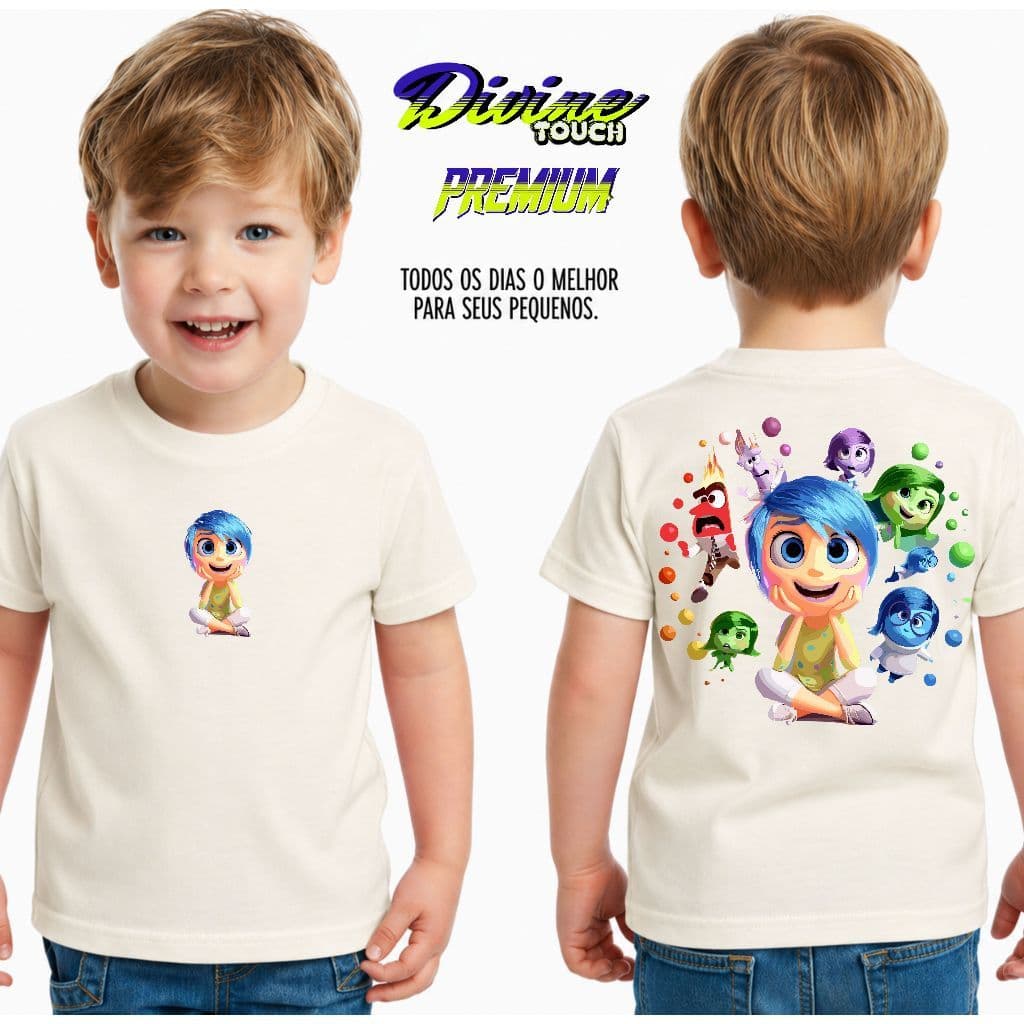 Camiseta Infantil Streetwear Malha 100% Algodão Camisa Juvenil Estiloso Desenho Divertidamente
