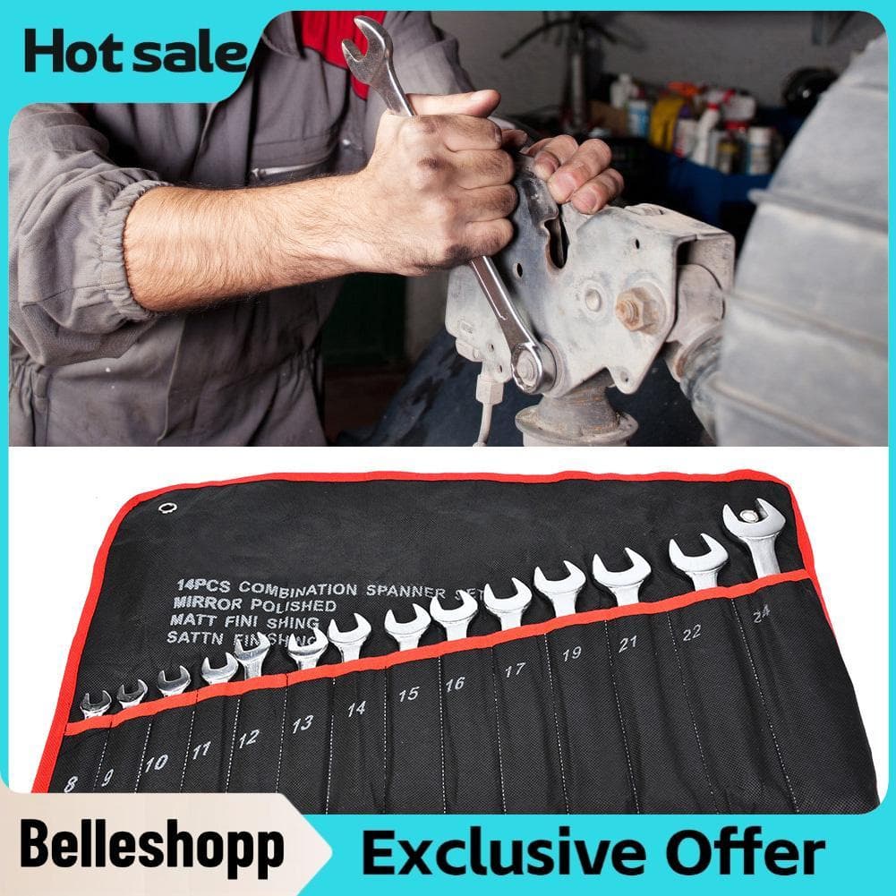 Belleshopp-br Conjunto de chave combinada de ferramentas de maquinista GOTOTOP 14 peças Kit de reparo de chave inglesa
